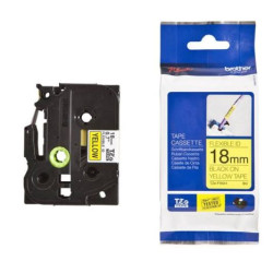 CINTA LAMINADA ORIGINAL AMARILLO / NEGRO BROTHER DE 18MM FLEXIBLE 8M