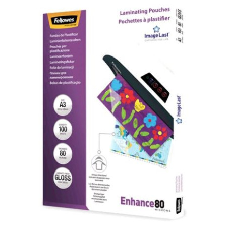 Pack 100 Unidades Fundas de Plastificar con Brillo FELLOWES A3 80 micras - 5306207