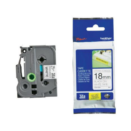 ORIGINAL BROTHER CINTA LAMINADA BLANCO/NEGRO (SUPERADHESIVA) 18MM