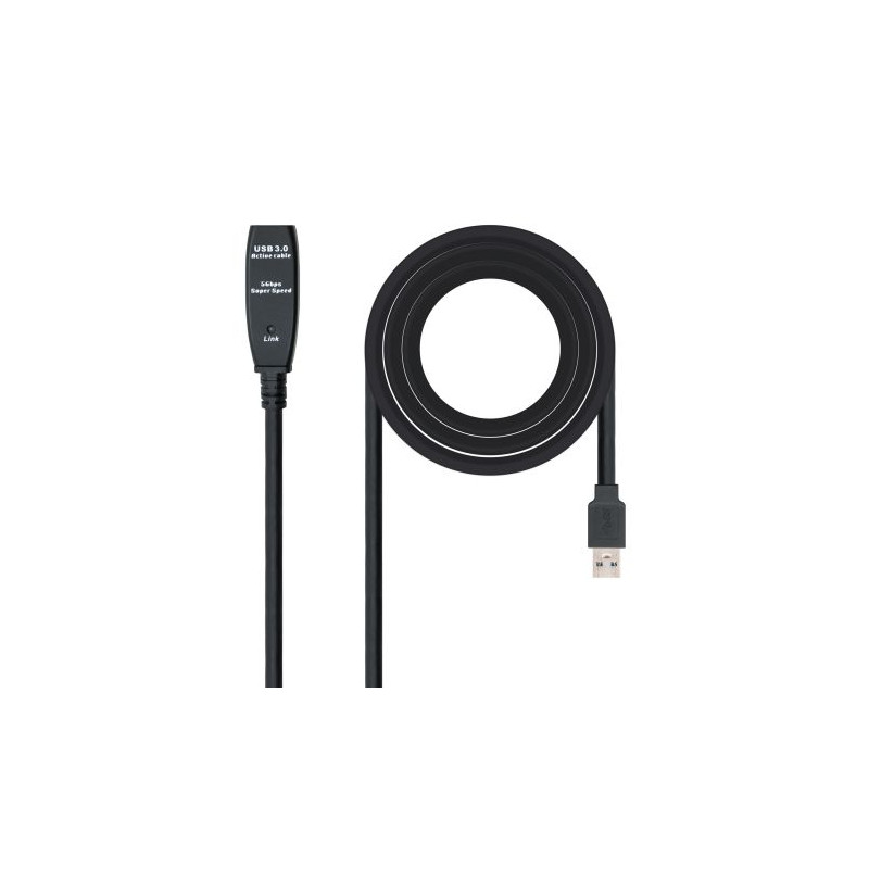 Cable Prolongador con Amplificador USB 3.0 Tipo A/M a Tipo A/H - 5 m · Negro