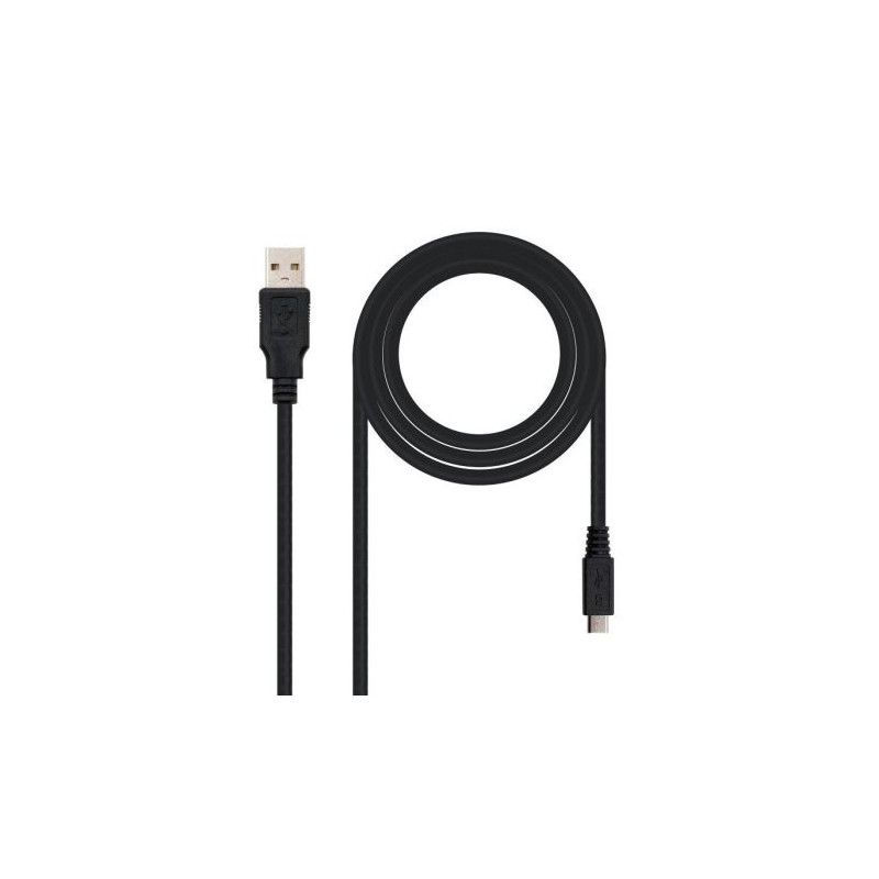 Cable USB 2.0 Tipo A/M a Micro USB Tipo B/M - 0.8 m · Negro