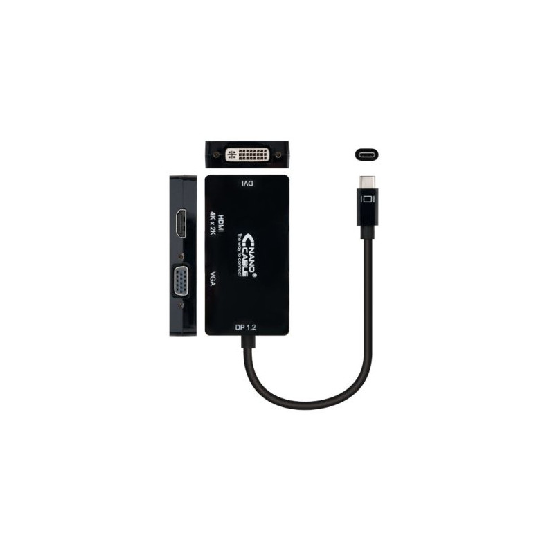 Conversor USB Tipo C a VGA/DVI/HDMI - 0.10 m · Negro