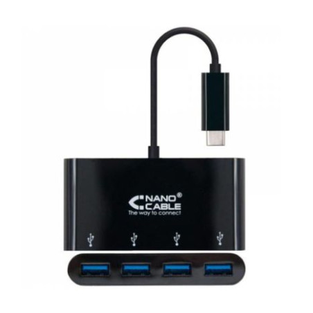 Adaptador USB Tipo C-M a 4xUSB 3.0-H - 0.10 m · Negro