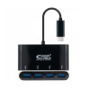 Adaptador USB Tipo C-M a 4xUSB 3.0-H - 0.10 m · Negro