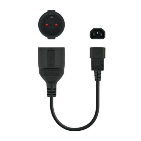 Cable Adaptador C14 M a CEE7-H - 0.25 m · Negro