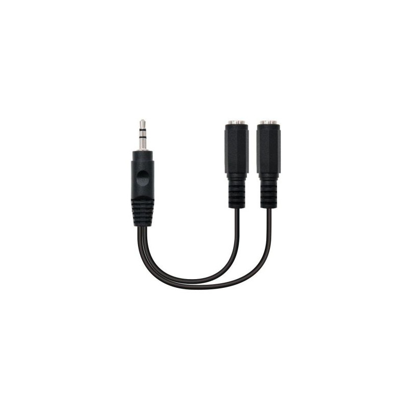 Cable Audio Estéreo 2xJack 3.5mm-H a Jack 3.5mm-M - 0.15 m · Negro