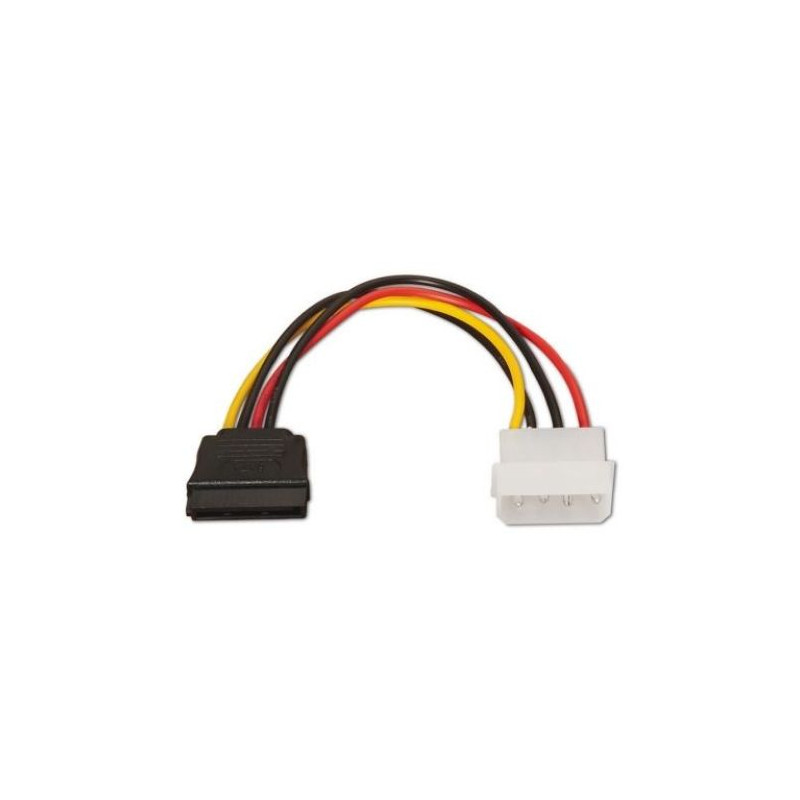 Cable de Alimentación Molex SATA 4 pines-M a SATA-H - 0.16 m · Negro