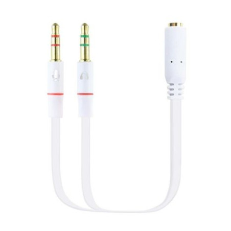 Adaptador Jack 3.5mm-H a 2xJack 3.5mm-M - 0.20m · Blanco