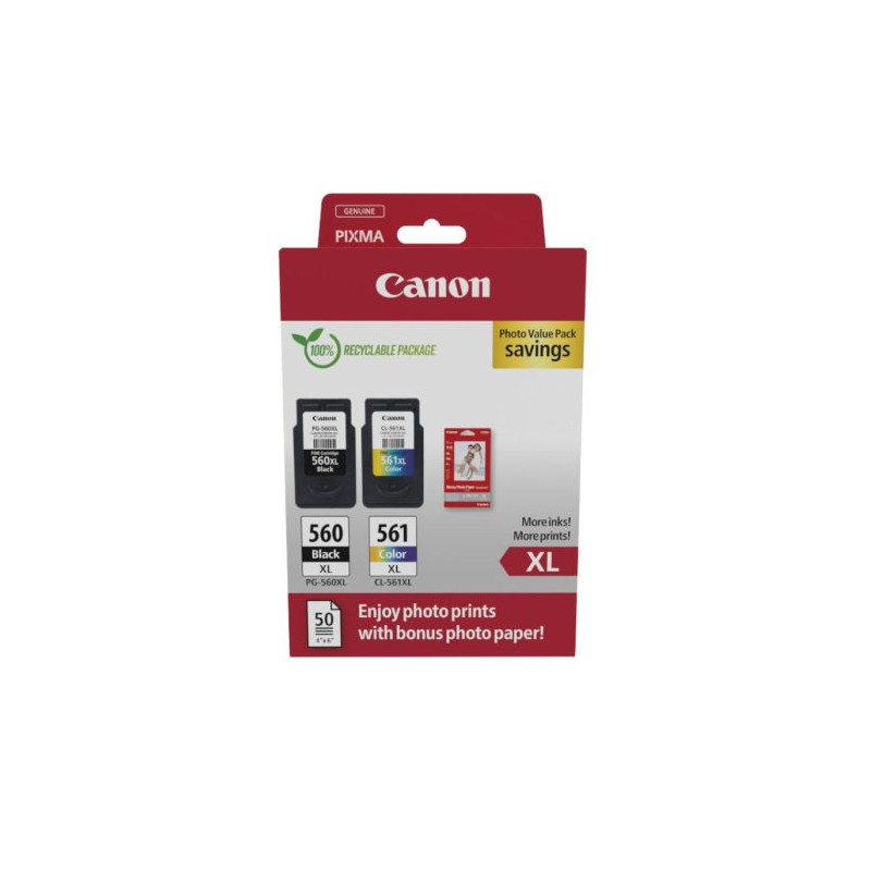 Pack Cartucho Original CANON PG560XL/CL561XL BK+C+M+Y - 3712C008 [ML-14.3][PAG-400]