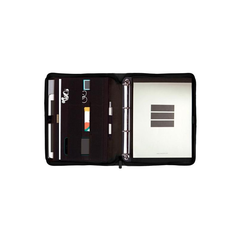 5398360 FINOCAM PORTADOCUMENTOS SERIE 00 CREMALLERA CON ANILLAS A4 MOD. J964 POLIÉSTER NEGRO