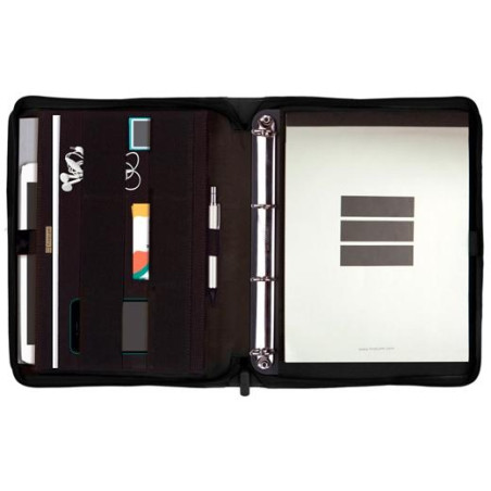 5398360 FINOCAM PORTADOCUMENTOS SERIE 00 CREMALLERA CON ANILLAS A4 MOD. J964 POLIÉSTER NEGRO