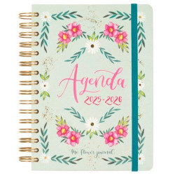 647020126 FINOCAM AGENDA THE FLOWER JOURNAL ESPIRAL DOBLE E10 - 155X212MM 1DP TAPA DURA VERDE 2025-2026