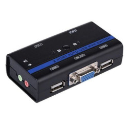 Conmutador KVM 2xSub 15 Pines/M a 2xUSB/M 4xJack 3.5 mm · 1.4 m · Negro