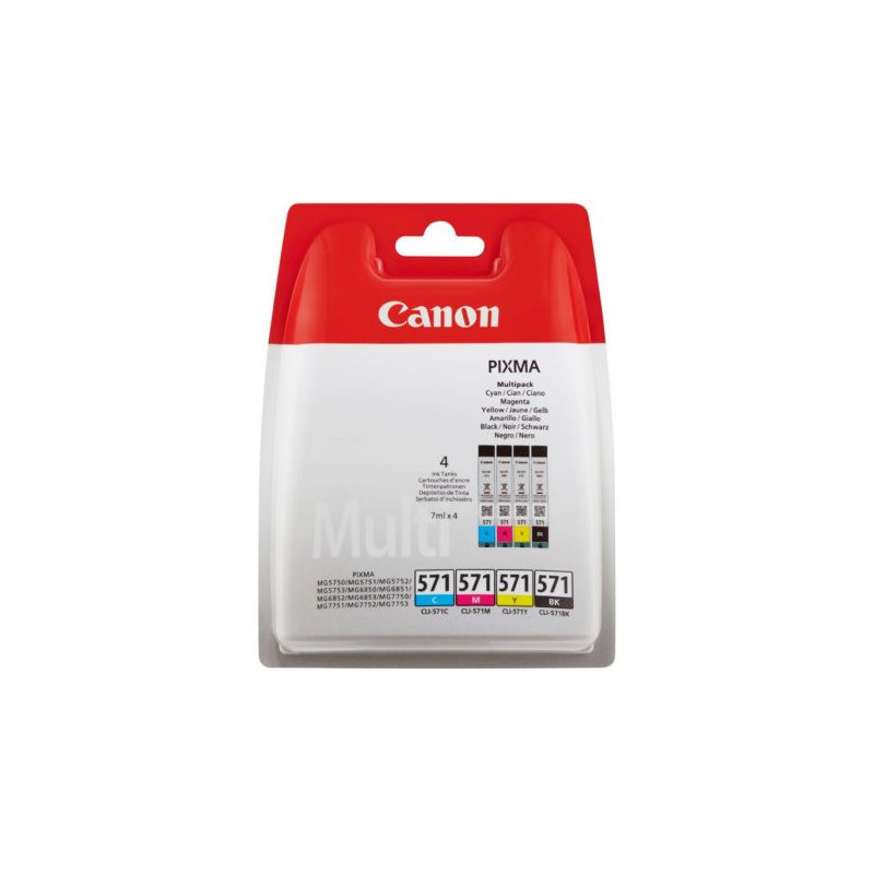 Pack Cartucho Original CANON CLI571 BK+C+M+Y - 0386C005 [ML-7][PAG-1105]