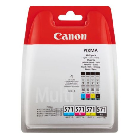 Pack Cartucho Original CANON CLI571 BK+C+M+Y - 0386C005 [ML-7][PAG-1105]