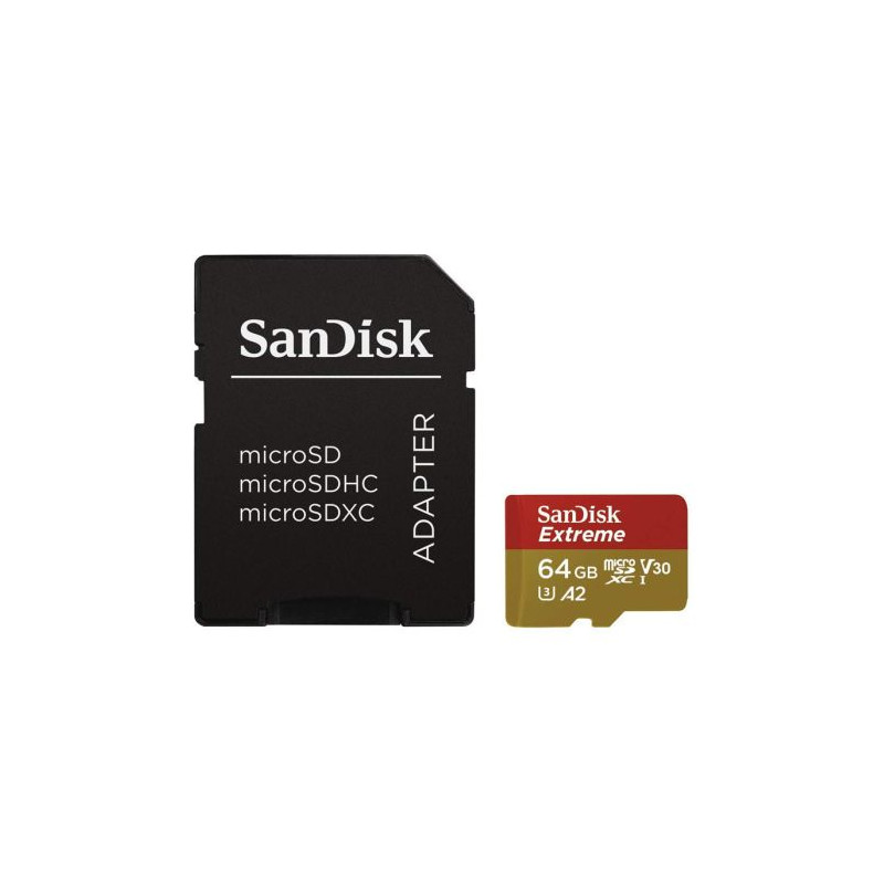 Tarjeta de Memoria SANDISK Extreme A2 SDSQXA2-064G-GN6AA - 64GB · Clase 10 UHS-I U3 + Adaptador