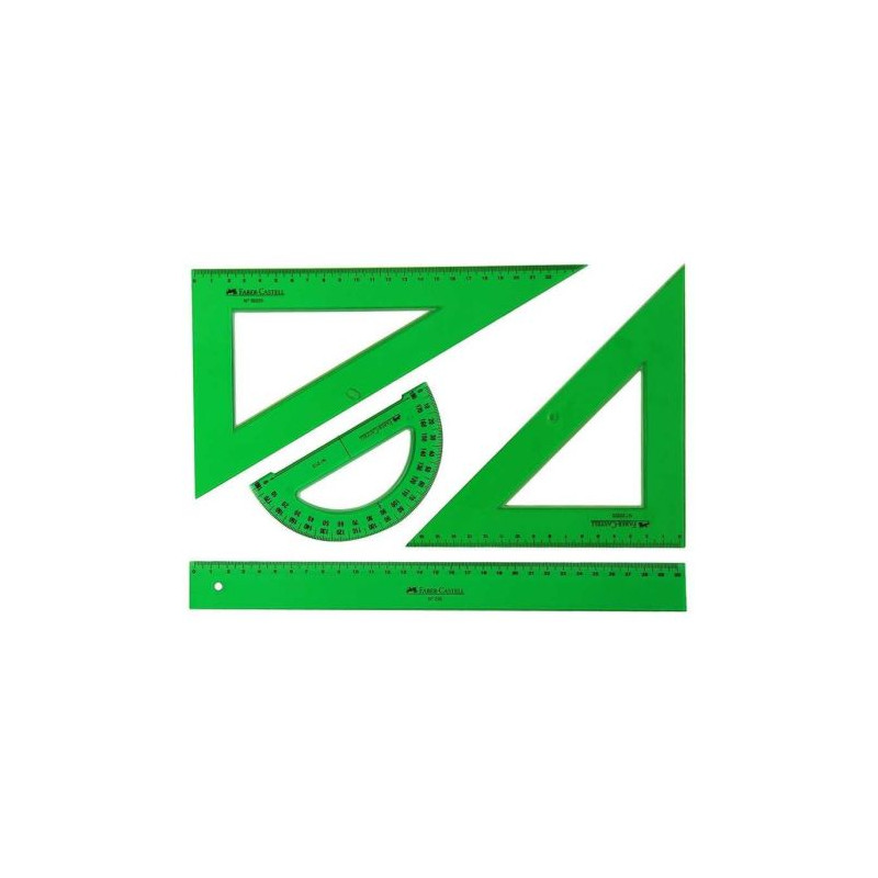 Juego de Reglas FABER CASTELL 65021 - Escuadra · Cartabón · Regla · Semicírculo