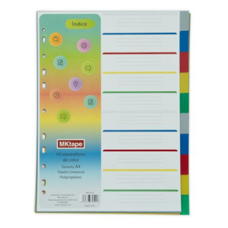 Separadores de Colores MKTAPE MKT20750 - A4 · Taladro Universal