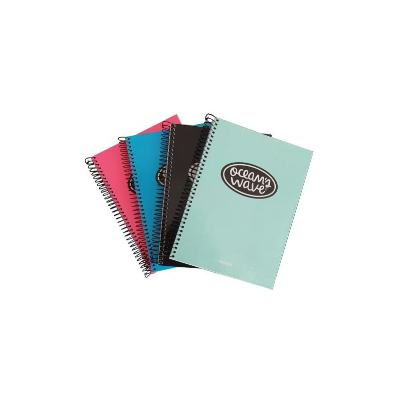 Cuaderno Espiral Tapa Extradura OCEAN'S WAVE OCW50105 - A5 · 160 Hojas Cuadricula · Color Pastel