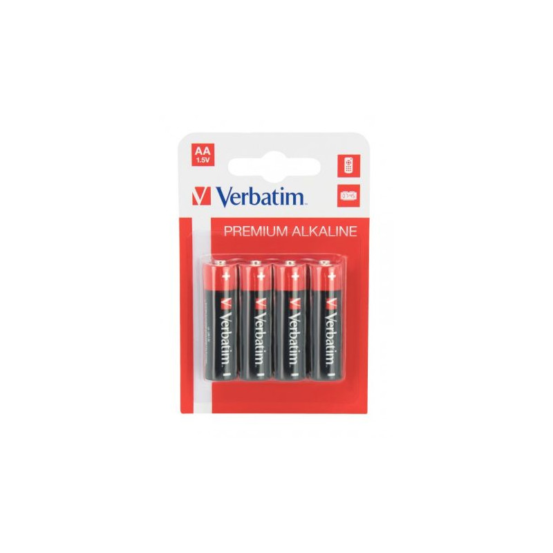 Pack 4 Pilas Alcalinas VERBATIM LR6 49921 - AA · 1.5V