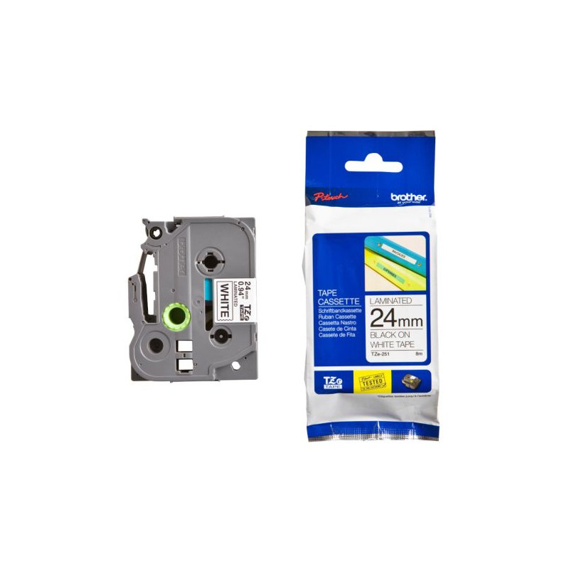 Cinta Original BROTHER TZE-251 24mm x 8 m Negro sobre Blanco - TZE251