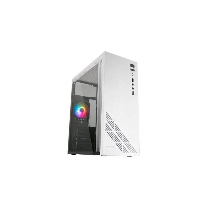 Caja Semitorre Gaming MARS GAMING MC100W - ATX · Micro ATX · Mini ATX · 2x3.5 · 2x2.5 · USB 3.0 · USB 2.0 · FRGB · Blanco