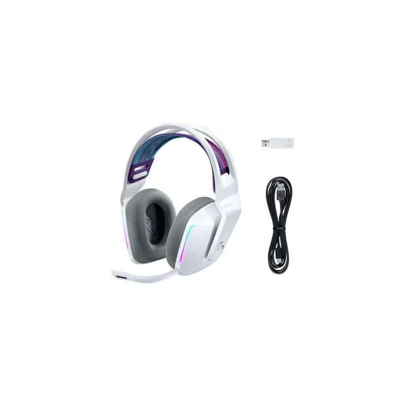 Auriculares Diadema Gaming LOGITECH G733 - USB · Micrófono · Blanco