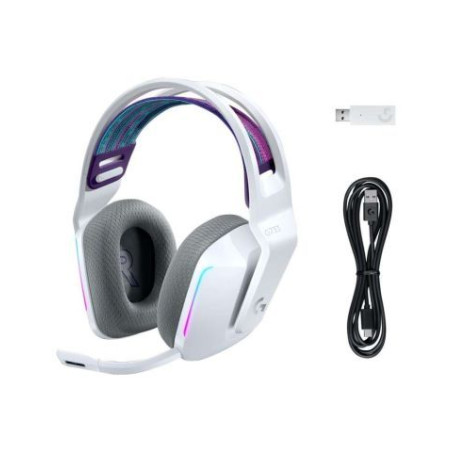 Auriculares Diadema Gaming LOGITECH G733 - USB · Micrófono · Blanco