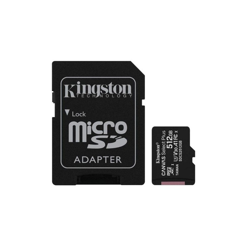 Tarjeta de Memoria KINGSTON Canvas Select Plus SDCS2/512GB - 512GB · Clase 10 + Adaptador