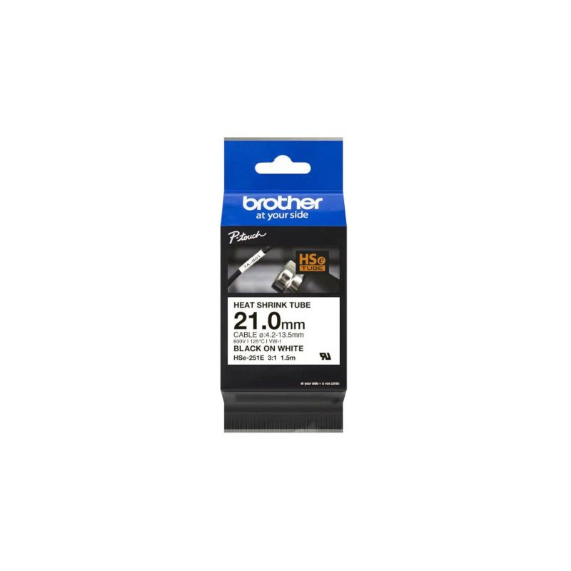 Cinta Original BROTHER HSE251E Negro sobre Blanco 21mm - HSE251E