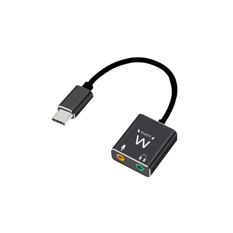 Adaptador de Audio USB Tipo C a 2xJack 3.5mm · Negro