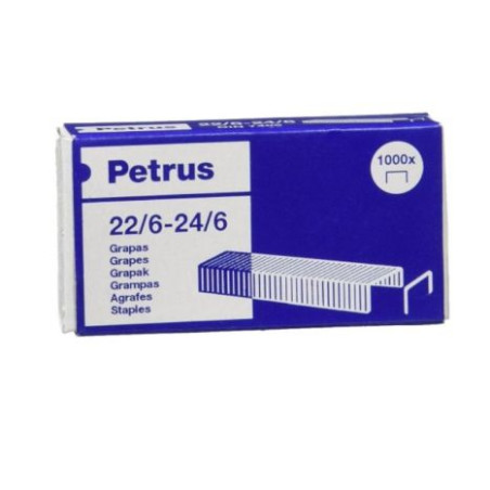 Grapas PETRUS 55723 - 22/6 · 24/6 · Caja de 1000u · 25Unidades