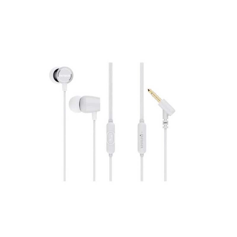 Auriculares con Cable AIWA ESTM-30WT - Jack 3.5mm · 20Hz · Micrófono · Cable 120cm · Blanco