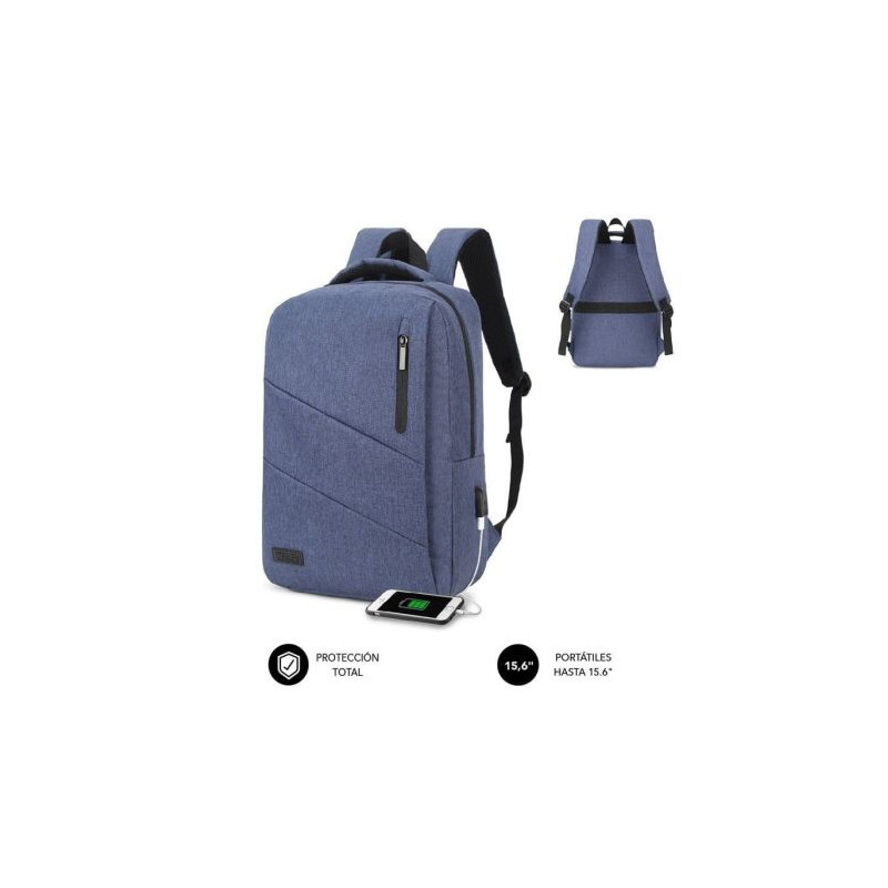 Mochila para Portátil SUBBLIM City Backpack SUB-BP-2BL2001 - Resistente al Agua · USB · 15