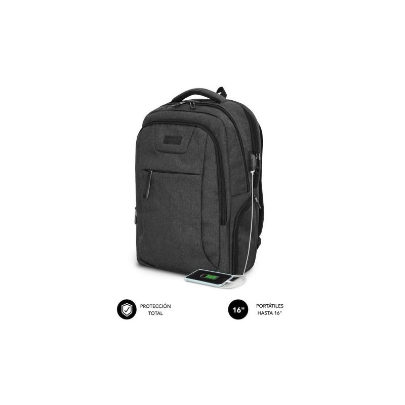 Mochila para Portátil SUBBLIM City Backpack SUB-BP-2BL2001 - Resistente al Agua · USB · 15