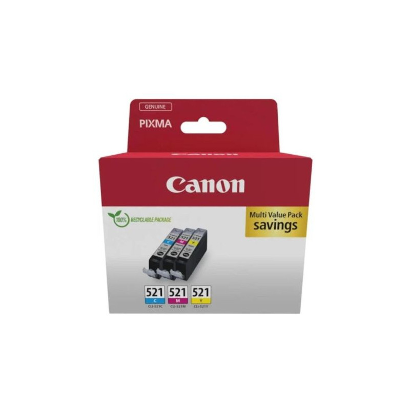 Pack 3 Cartuchos Original CANON CLI521 CMY - 2934B015 [PAG-446] [ML-9]