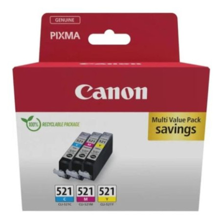 Pack 3 Cartuchos Original CANON CLI521 CMY - 2934B015 [PAG-446] [ML-9]