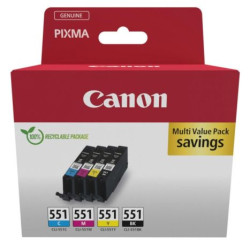 Pack 4 Cartuchos Originales CANON CLI551 BK+C+M+Y - 6509B015 [PAG-780] [ML-7]