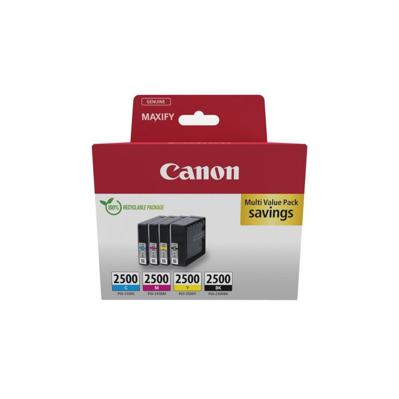 Pack 4 Cartuchos Originales CANON PGI2500 BK+C+M+Y - 9290B006 [PAG-3100] [ML-29]