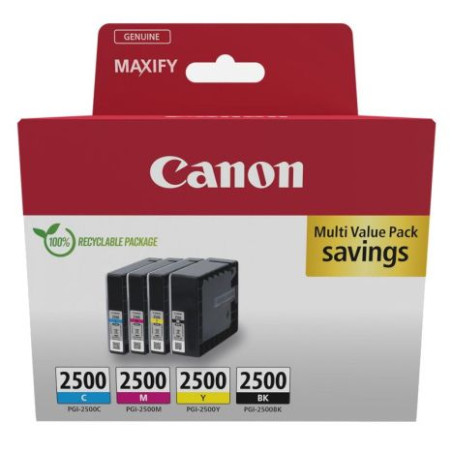 Pack 4 Cartuchos Originales CANON PGI2500 BK+C+M+Y - 9290B006 [PAG-3100] [ML-29]