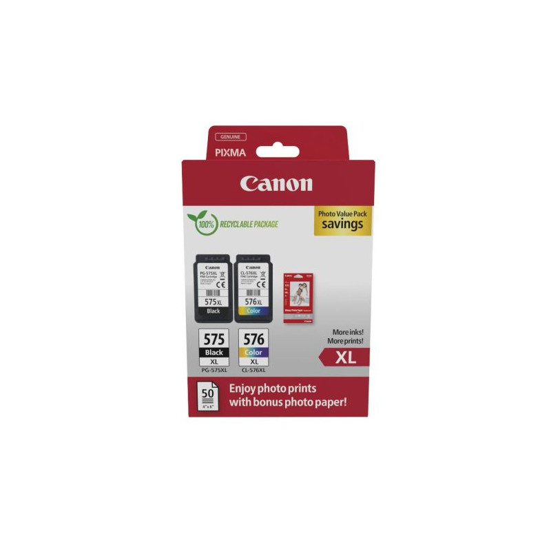 Pack 2 Cartuchos Originales CANON PG575XL/CL576XL BK+C+M+Y - 5437C006 [PAG-400]
