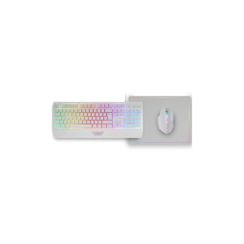 Pack Gaming con Cable MARS GAMING MCP124WES - Teclado · Ratón Óptico · Alfombrilla · Blanco