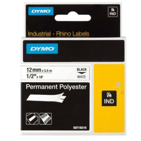 Cinta Original DYMO S0718210 Negro sobre Blanco 12mm x 5.5m - S0718210