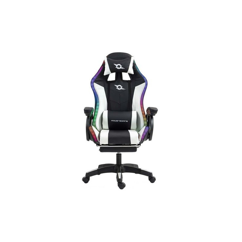 Silla Gaming POWERGAMING - Diseño Ergonómico · Reposapies · Negro/Blanco