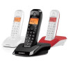 Pack 3 Teléfonos Inalámbricos MOTOROLA S1203 - Agenda 50 Contactos · Negro/Rojo/Blanco