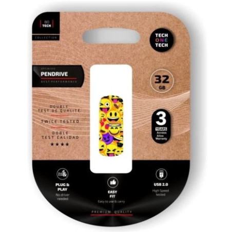 Pendrive TECH ONE TECH TEC4401-32 - 32GB · USB 2.0 · Emoji Collage