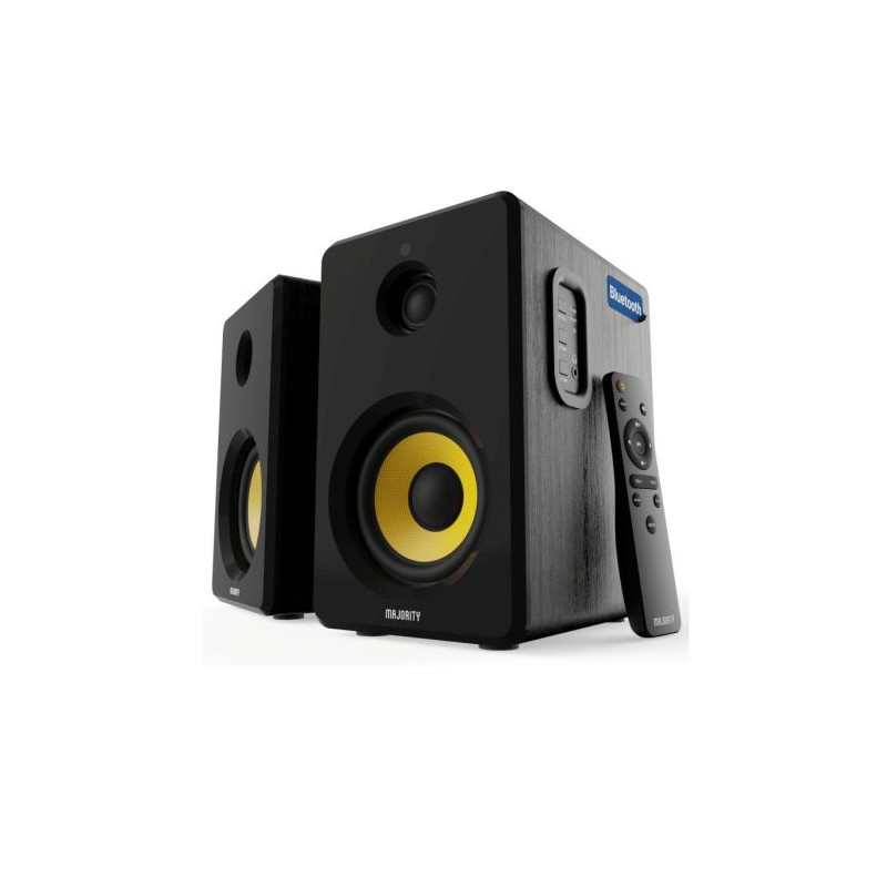 Pack 2 Altavoz Amplificador MAJORITY D40X - BT/Jack 3.5mm/USB/RCA · 70W · Negro