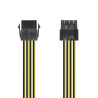 Cable de Alimentación Microprocesador Molex 4+4 Pin/M a Molex 8 Pin/H - 0.30cm · Negro