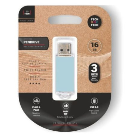 Pendrive TECH ONE TECH TEC3010-16 - 16GB · USB 2.0 · Azul