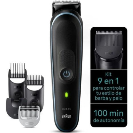 Recortadora  9 en 1 BRAUN Series 5 MGK5411 - Bat. · Resistencia al Agua · Negro